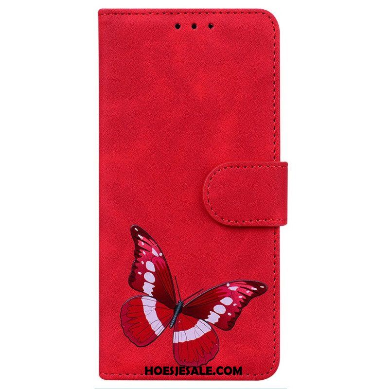 Leren Hoesje voor iPhone 14 Pro Vlinder Elegantie