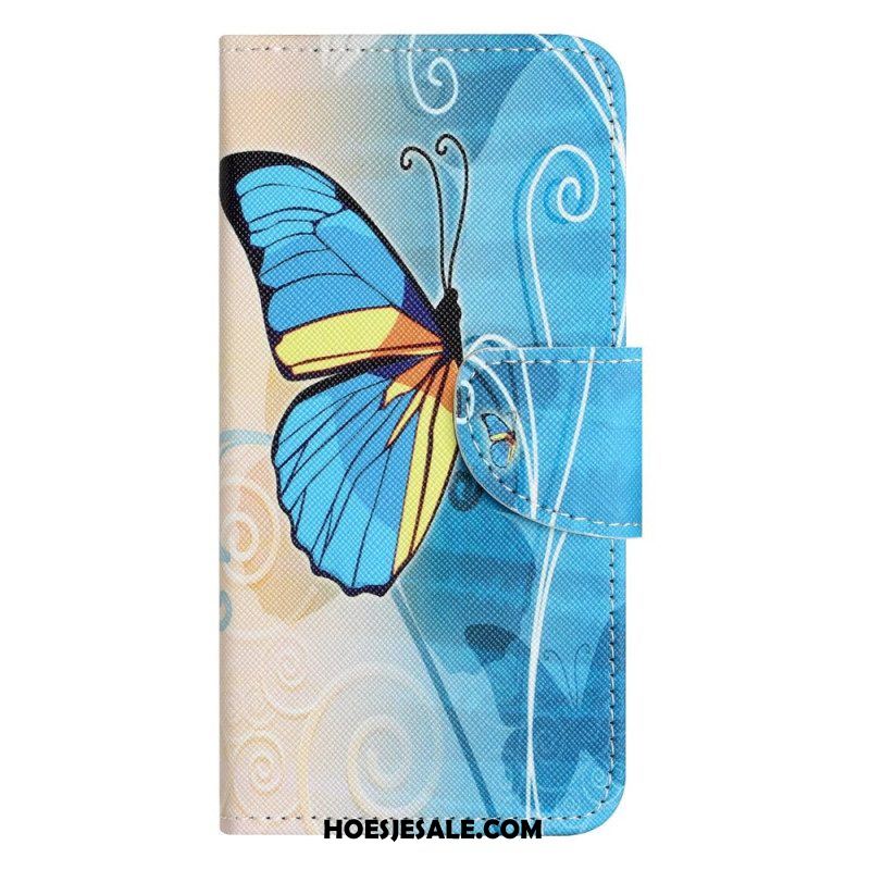 Leren Hoesje voor iPhone 14 Pro Vlinders