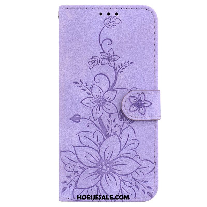 Leren Hoesje voor iPhone 15 Pro Max Met Ketting Bloemenband