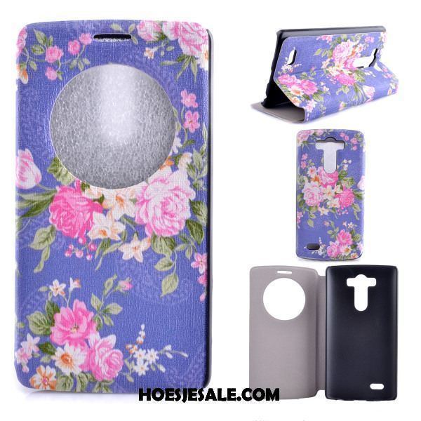 Lg G4 Hoesje Bloemen Bescherming Wind Leren Etui Roze Sale