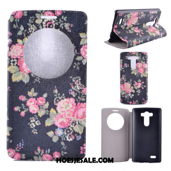 Lg G4 Hoesje Bloemen Bescherming Wind Leren Etui Roze Sale