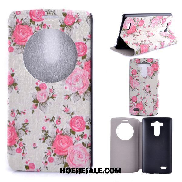 Lg G4 Hoesje Bloemen Bescherming Wind Leren Etui Roze Sale