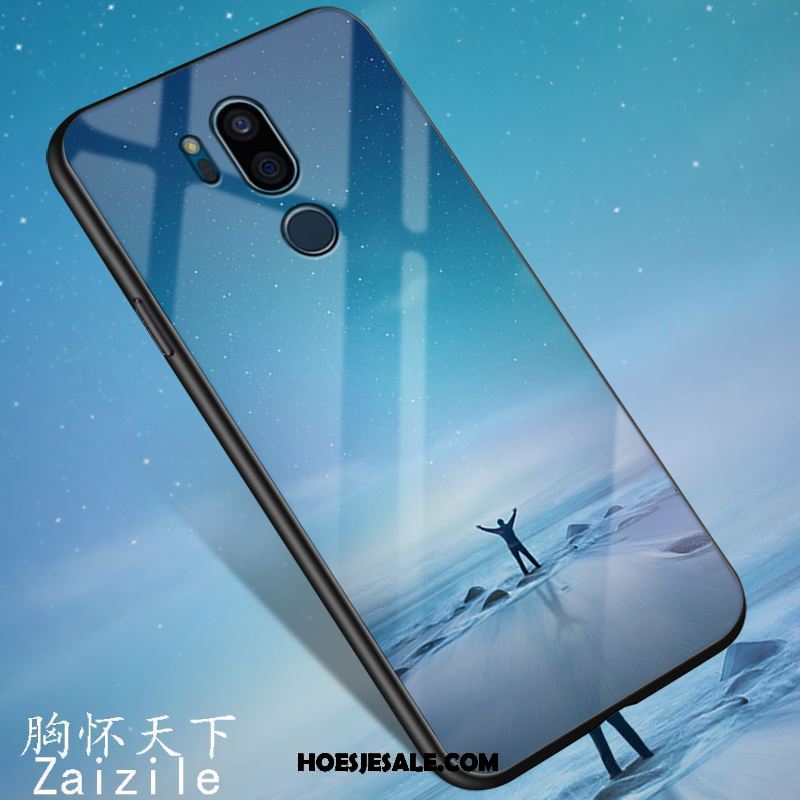 Lg G7 Thinq Hoesje Trend Siliconen Glas Blauw Spotprent Korting