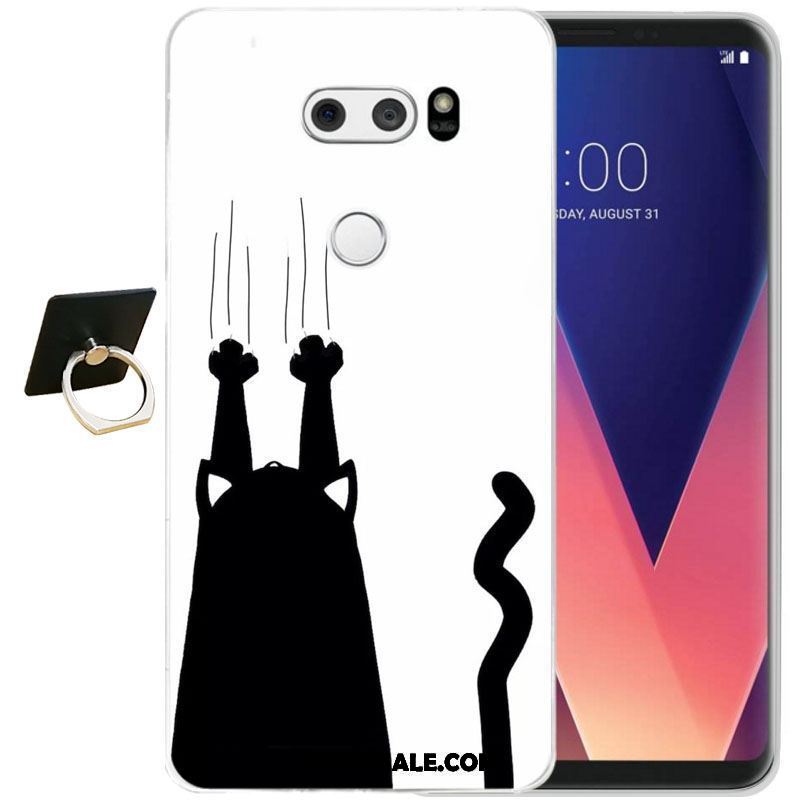 Lg V30 Hoesje Eenvoudige Reliëf Zwart Siliconen Mobiele Telefoon Winkel