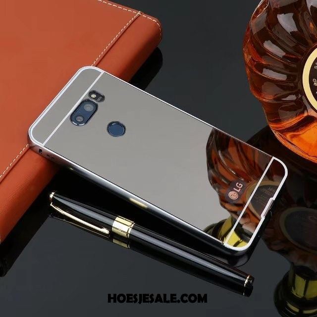 Lg V30 Hoesje Mobiele Telefoon Metaal Roze Spiegel Persoonlijk Goedkoop