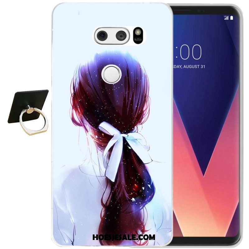 Lg V30 Hoesje Reliëf Zacht All Inclusive Zwart Bescherming Goedkoop