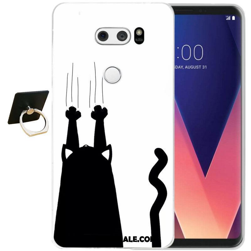 Lg V30 Hoesje Reliëf Zacht All Inclusive Zwart Bescherming Goedkoop