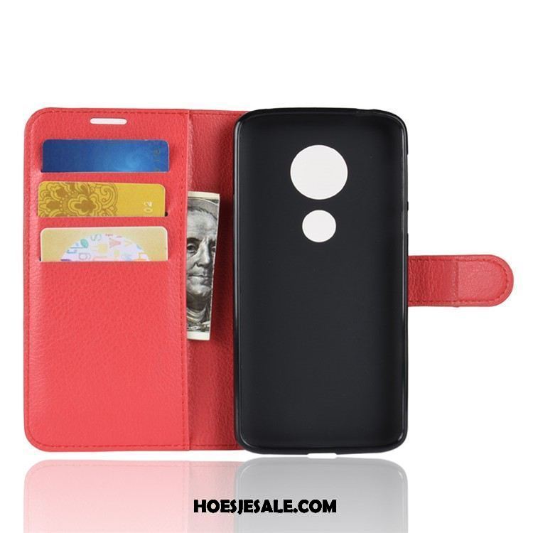 Moto E5 Hoesje Mobiele Telefoon Leren Etui Folio Hoes Zwart Sale