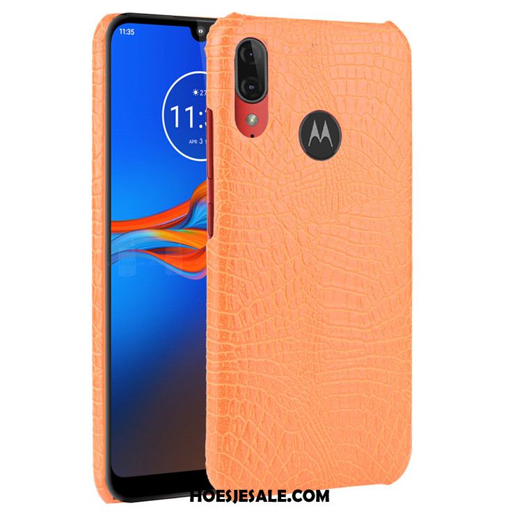 Moto E6 Plus Hoesje Leer Hoes Hard Mobiele Telefoon Krokodil Kopen