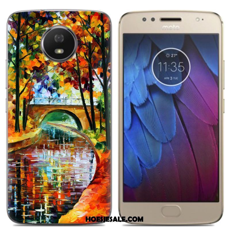 Moto G5s Hoesje Hoes Olieverfschilderij Geel Mobiele Telefoon Dun Kopen