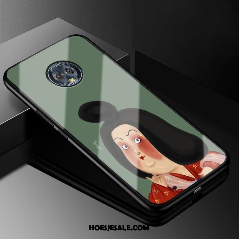 Moto G6 Hoesje Groen Glas Chinese Stijl Trendy Merk Vintage Sale