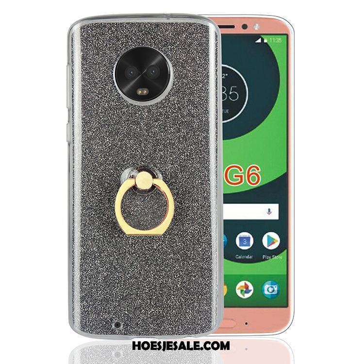 Moto G6 Hoesje Hoes Groen Zacht Ondersteuning Skärmskydd Winkel