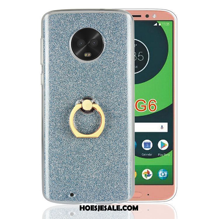 Moto G6 Hoesje Hoes Groen Zacht Ondersteuning Skärmskydd Winkel