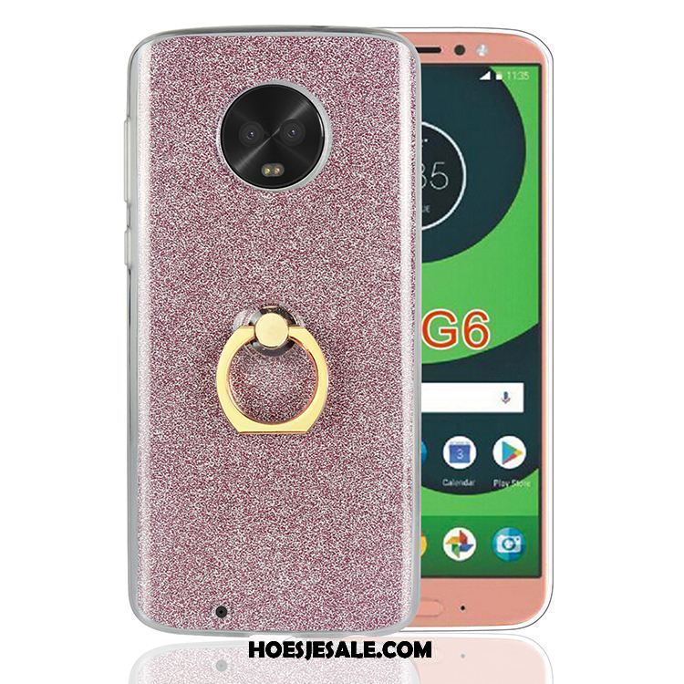 Moto G6 Hoesje Hoes Groen Zacht Ondersteuning Skärmskydd Winkel