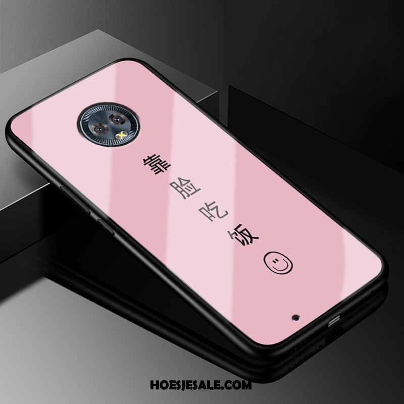 Moto G6 Hoesje Hoes Zwart Trendy Merk Glas Mobiele Telefoon Kopen