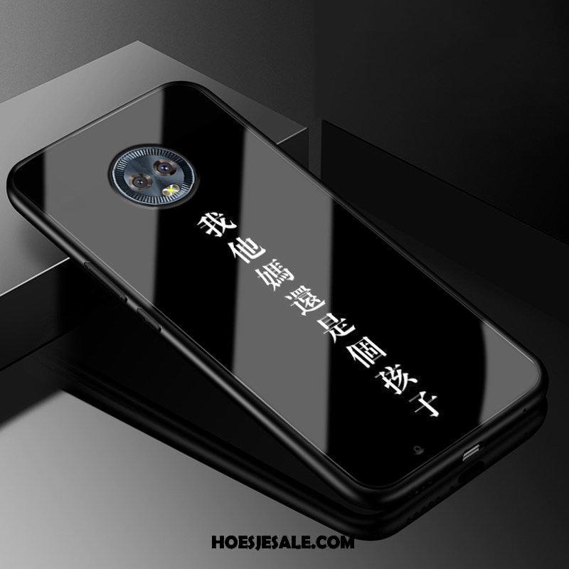 Moto G6 Hoesje Hoes Zwart Trendy Merk Glas Mobiele Telefoon Kopen