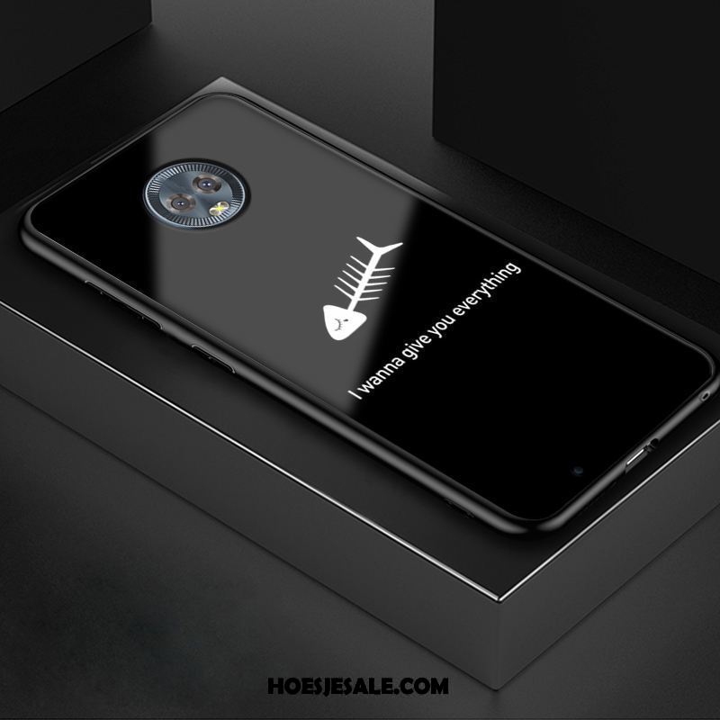 Moto G6 Hoesje Trend Eenvoudige Zacht Glas Zwart Sale