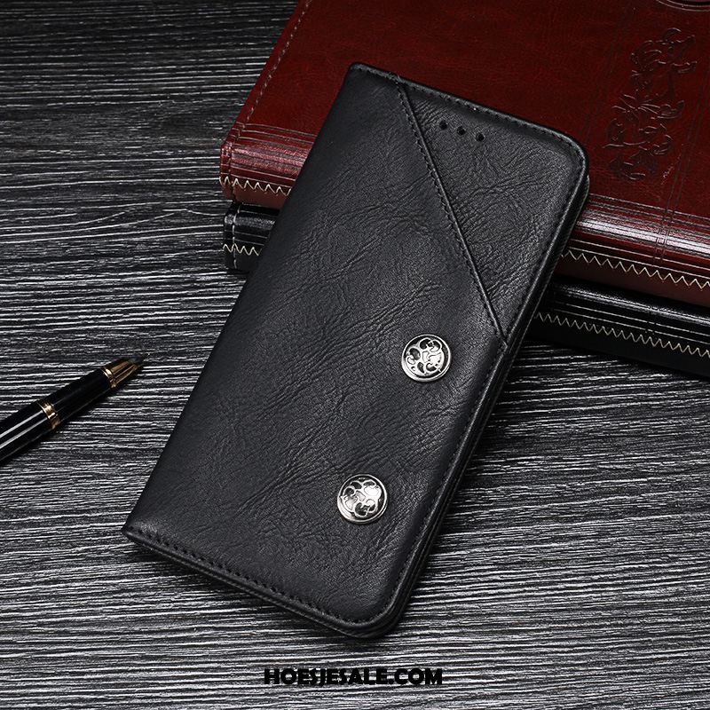 Moto G6 Play Hoesje Leren Etui Vintage Anti-fall Folio Mobiele Telefoon Goedkoop