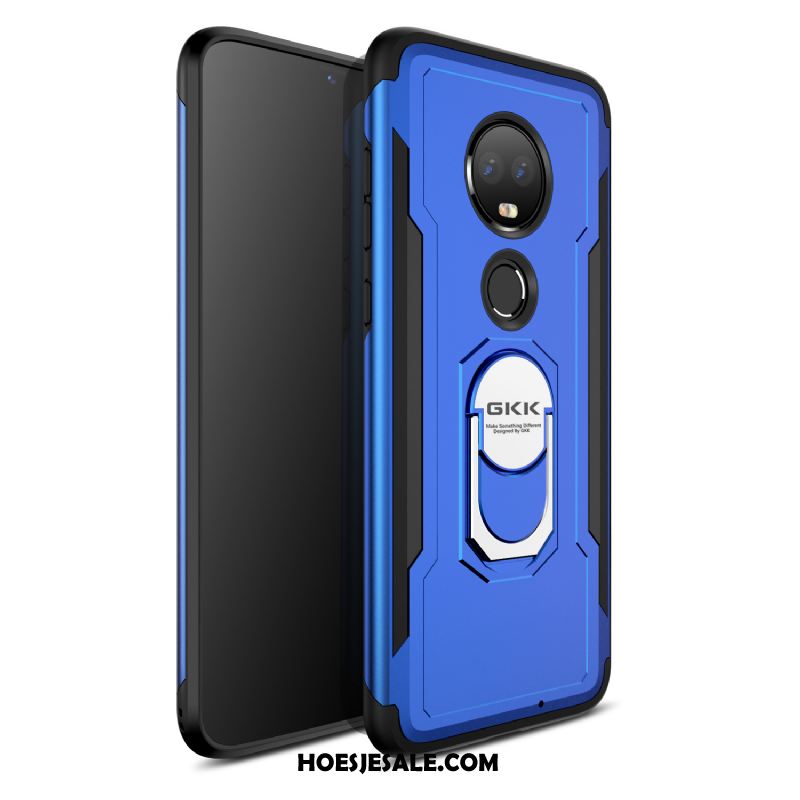 Moto G7 Hoesje Blauw Hoes Ring Mobiele Telefoon Pantser Goedkoop