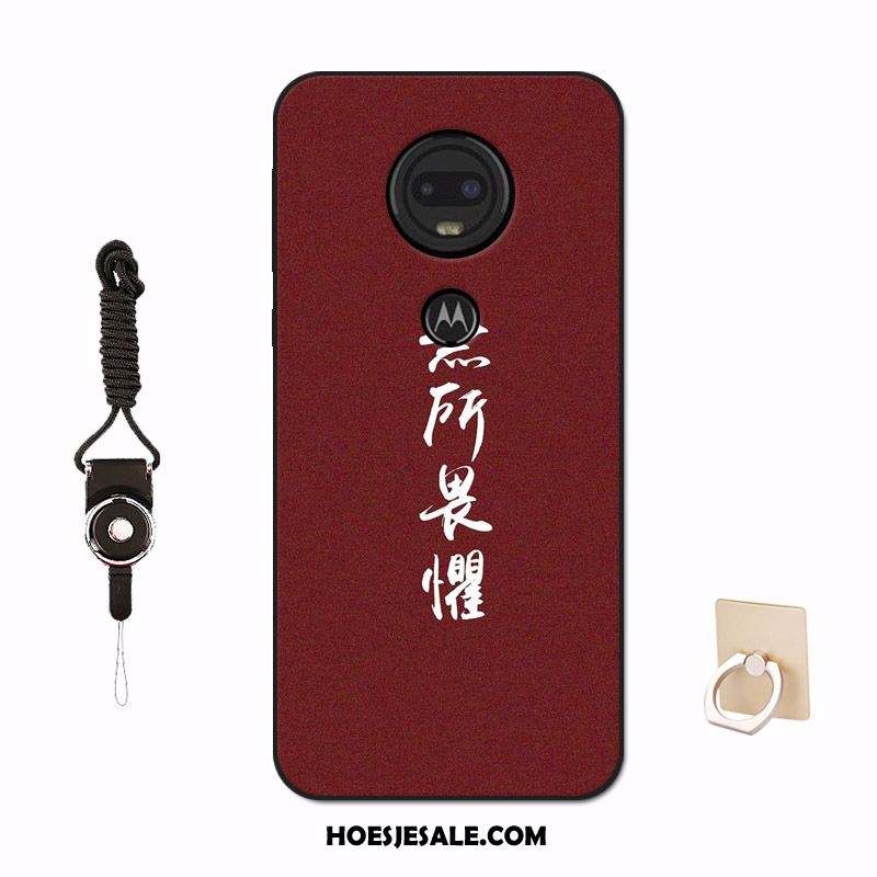Moto G7 Hoesje Mobiele Telefoon Persoonlijk Rood Siliconen Schrobben