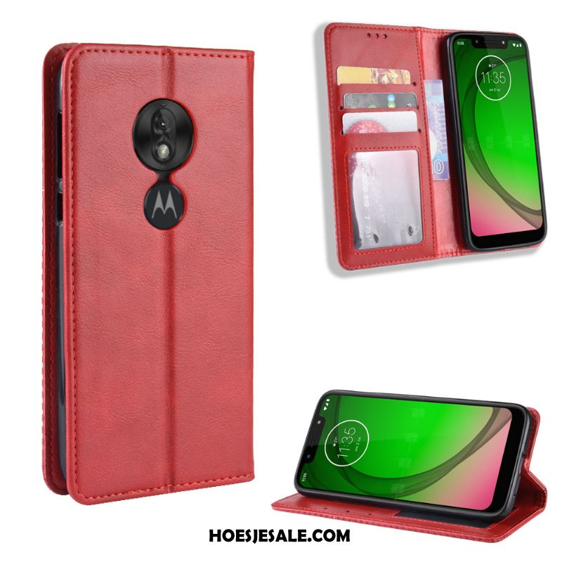 Moto G7 Play Hoesje Leren Etui Anti-fall Bescherming Folio Trend Sale