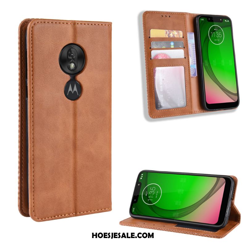 Moto G7 Play Hoesje Leren Etui Anti-fall Bescherming Folio Trend Sale