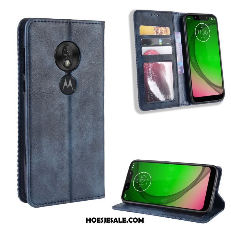 Moto G7 Play Hoesje Leren Etui Anti-fall Bescherming Folio Trend Sale