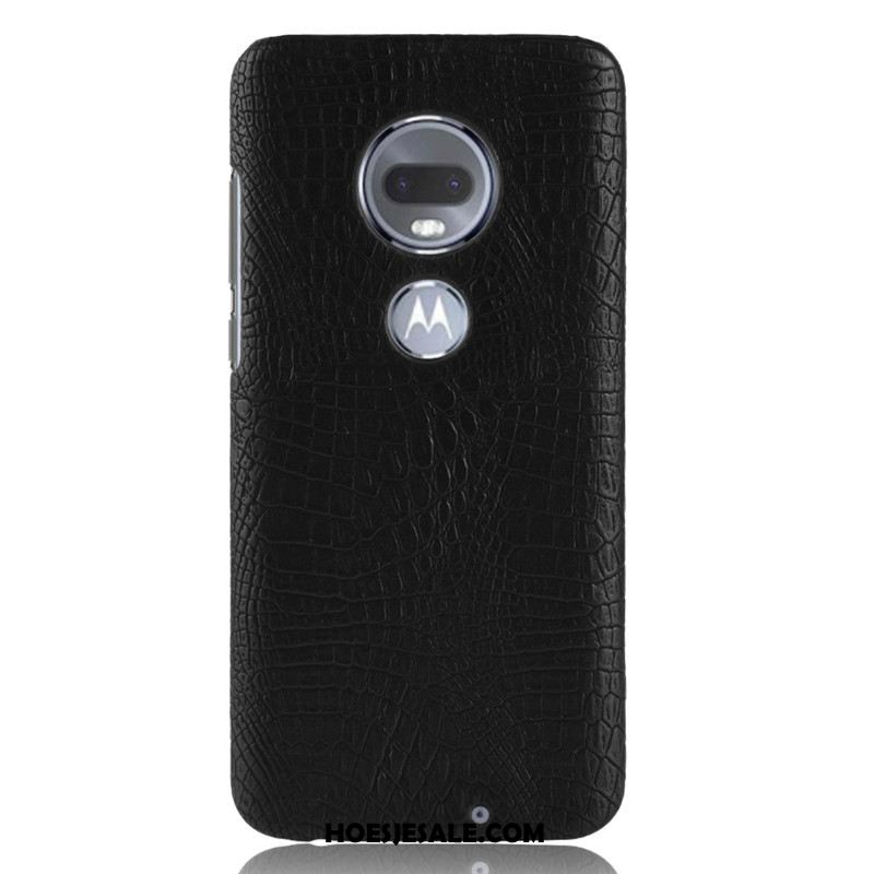 Moto G7 Plus Hoesje Anti-fall Bescherming Donkerblauw Hard Krokodillenleer Korting