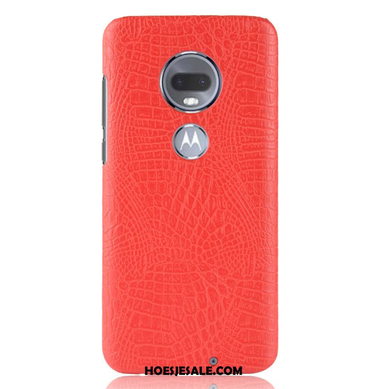 Moto G7 Plus Hoesje Anti-fall Bescherming Donkerblauw Hard Krokodillenleer Korting