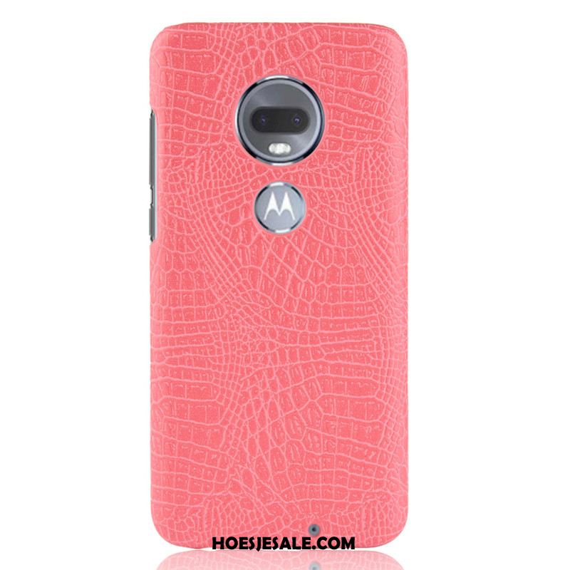 Moto G7 Plus Hoesje Anti-fall Bescherming Donkerblauw Hard Krokodillenleer Korting