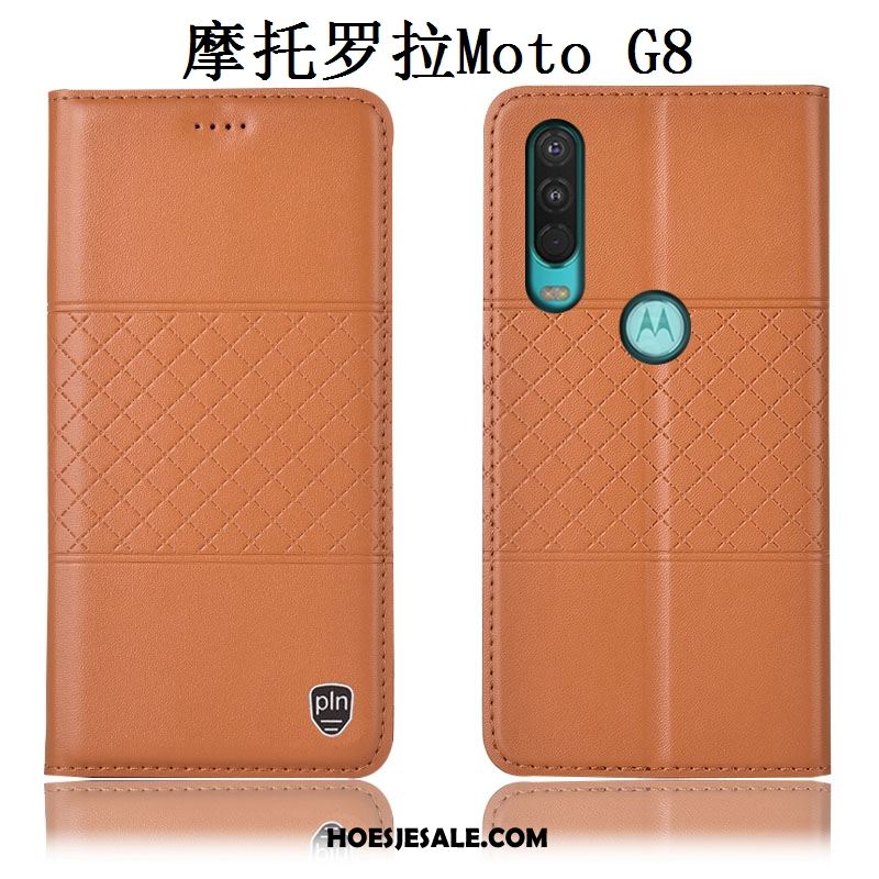 Moto G8 Hoesje All Inclusive Mobiele Telefoon Rood Anti-fall Echt Leer