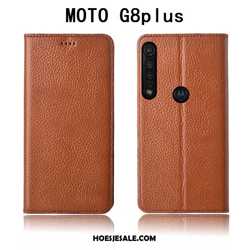 Moto G8 Plus Hoesje Anti-fall Echt Leer Leren Etui Clamshell Mobiele Telefoon Sale