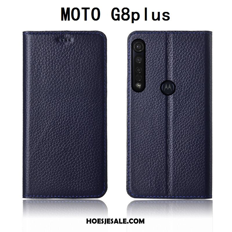 Moto G8 Plus Hoesje Anti-fall Echt Leer Leren Etui Clamshell Mobiele Telefoon Sale