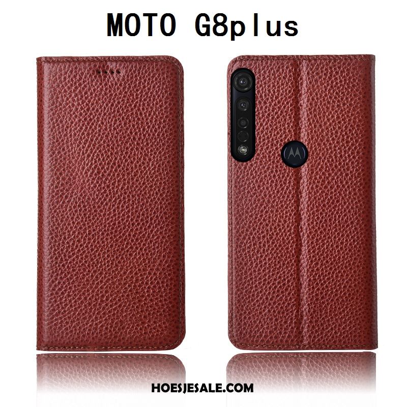 Moto G8 Plus Hoesje Anti-fall Echt Leer Leren Etui Clamshell Mobiele Telefoon Sale