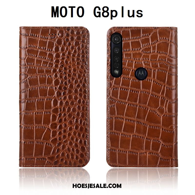 Moto G8 Plus Hoesje Echt Leer All Inclusive Nieuw Clamshell Hoes Sale