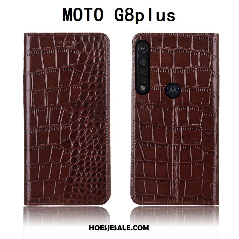 Moto G8 Plus Hoesje Echt Leer All Inclusive Nieuw Clamshell Hoes Sale