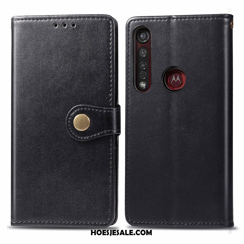 Moto G8 Plus Hoesje Folio Kunstleer Eenvoudige Hanger Bedrijf Online