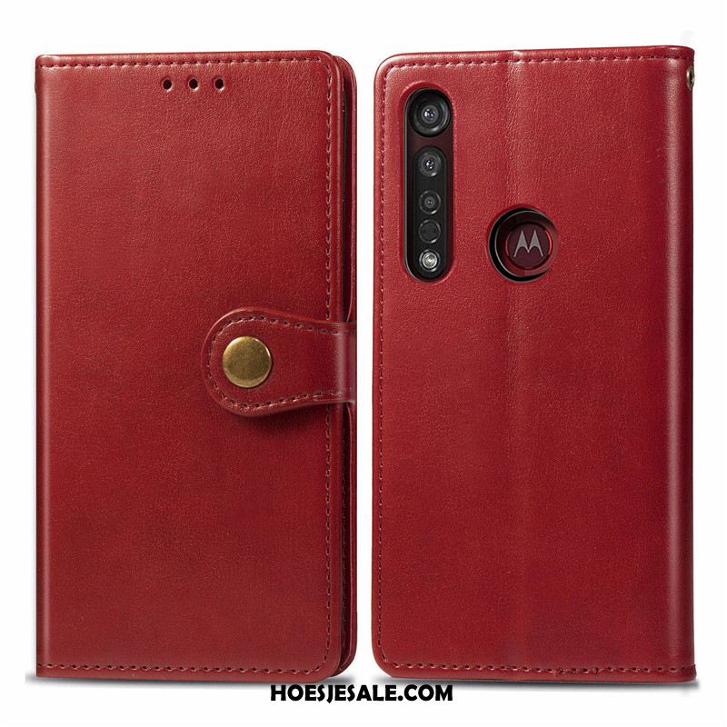 Moto G8 Plus Hoesje Folio Kunstleer Eenvoudige Hanger Bedrijf Online