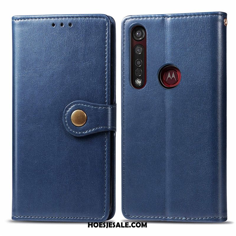 Moto G8 Plus Hoesje Folio Kunstleer Eenvoudige Hanger Bedrijf Online