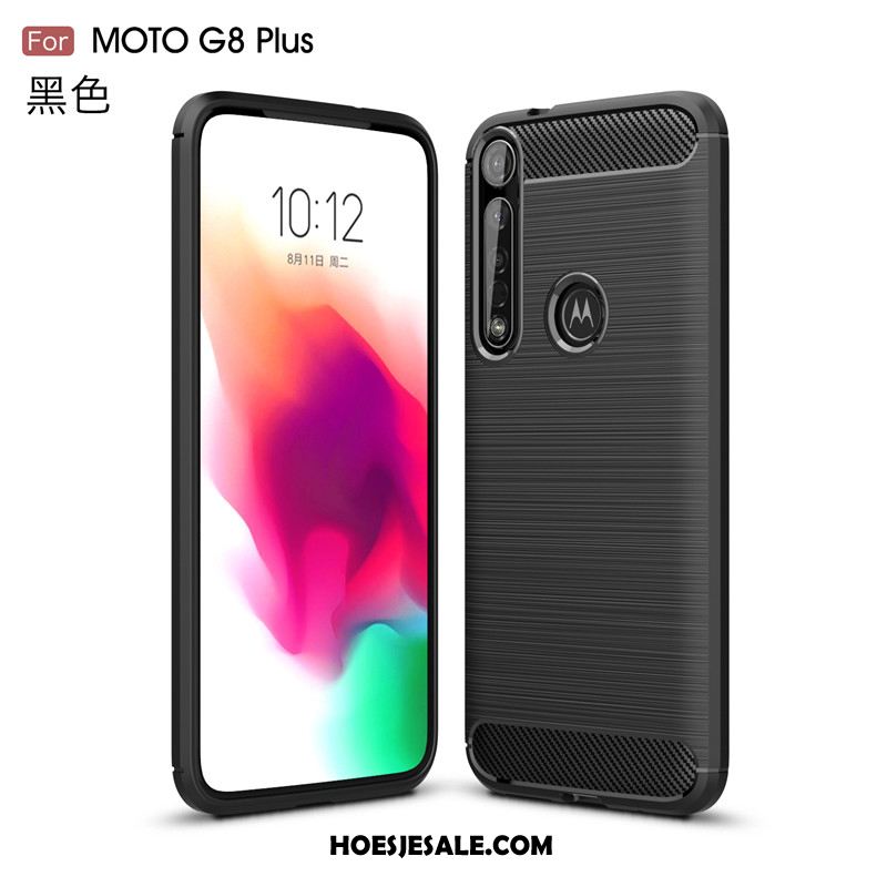 Moto G8 Plus Hoesje Hoes Fiber Zijde Rood Bescherming Goedkoop