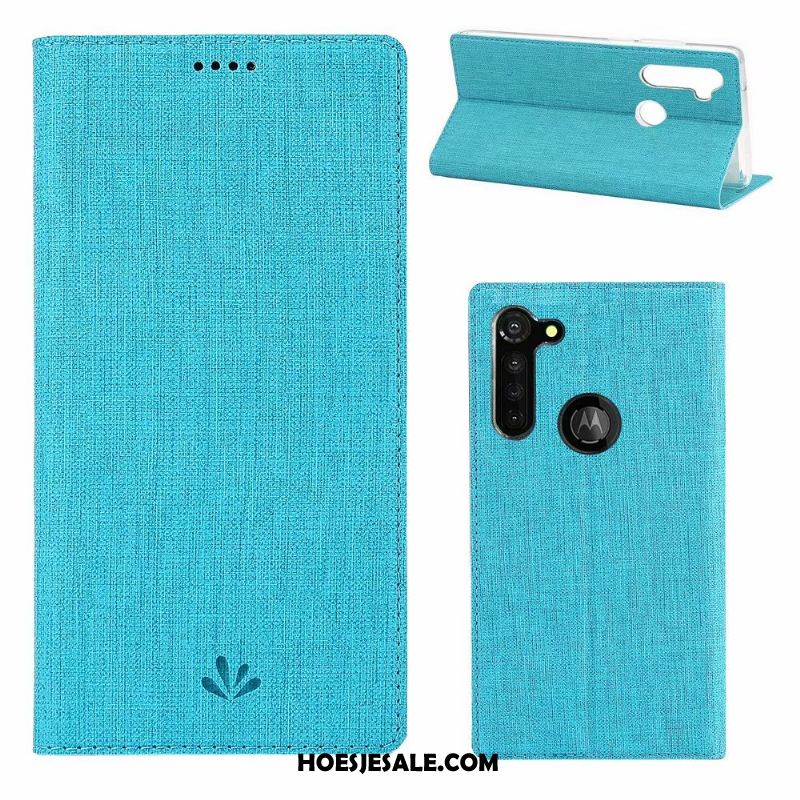 Moto G8 Power Hoesje Grijs Mobiele Telefoon Doek Kaart Patroon Goedkoop