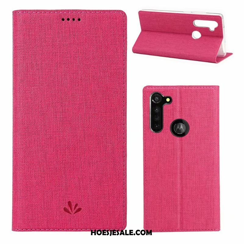 Moto G8 Power Hoesje Grijs Mobiele Telefoon Doek Kaart Patroon Goedkoop