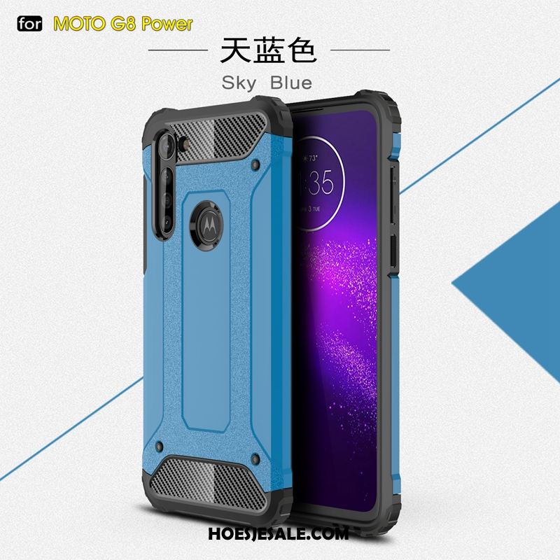 Moto G8 Power Hoesje Mobiele Telefoon Hard Bescherming Blauw Zacht Winkel