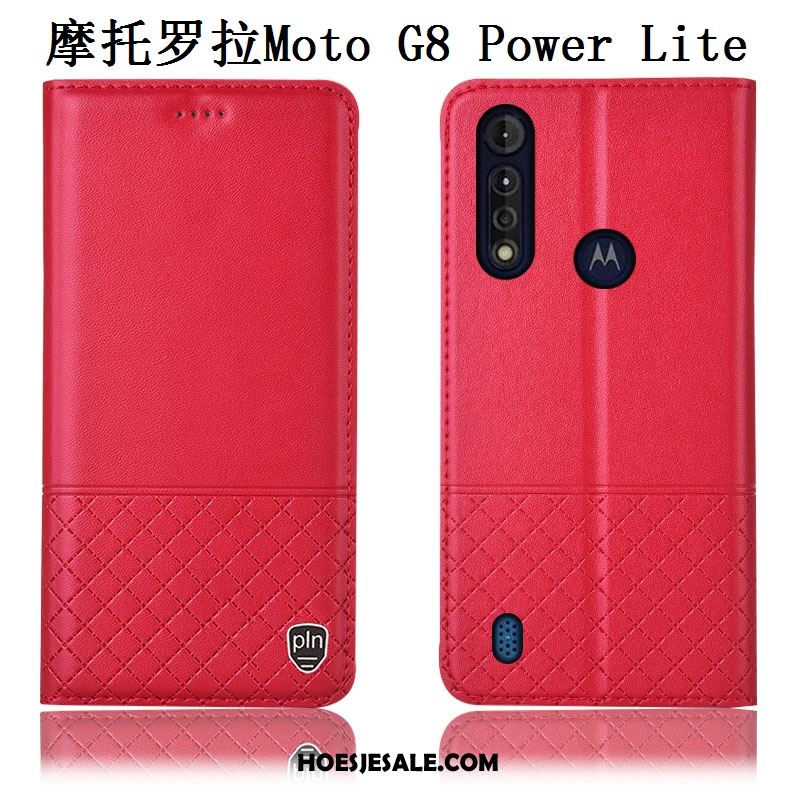 Moto G8 Power Lite Hoesje Anti-fall Blauw Mobiele Telefoon Leren Etui Echt Leer Kopen