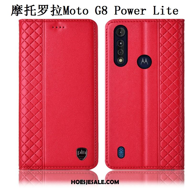 Moto G8 Power Lite Hoesje Echt Leer Hoes Bescherming Bruin Mobiele Telefoon Korting