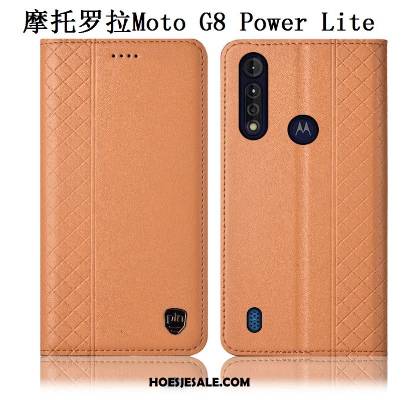 Moto G8 Power Lite Hoesje Echt Leer Hoes Bescherming Bruin Mobiele Telefoon Korting