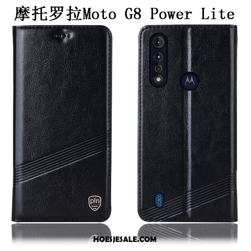 Moto G8 Power Lite Hoesje Folio Anti-fall Echt Leer Bescherming Hoes Korting