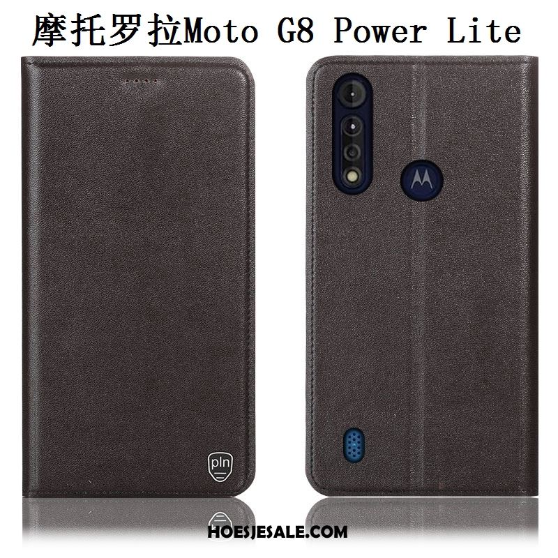 Moto G8 Power Lite Hoesje Folio Anti-fall Geel Echt Leer Hoes Aanbiedingen