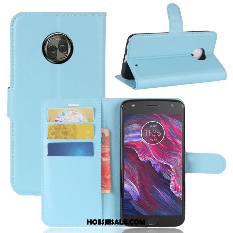 Moto X4 Hoesje Blauw Portemonnee Soort Aziatische Vrucht Leren Etui Bescherming Goedkoop