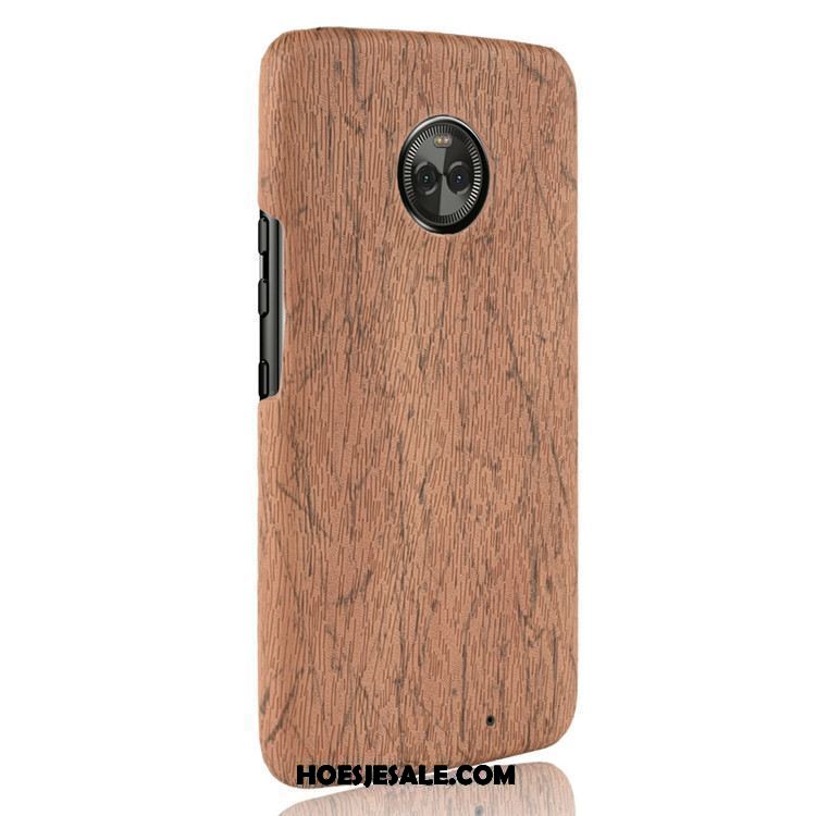 Moto X4 Hoesje Licht Mobiele Telefoon Hard Rood Houtnerf Winkel